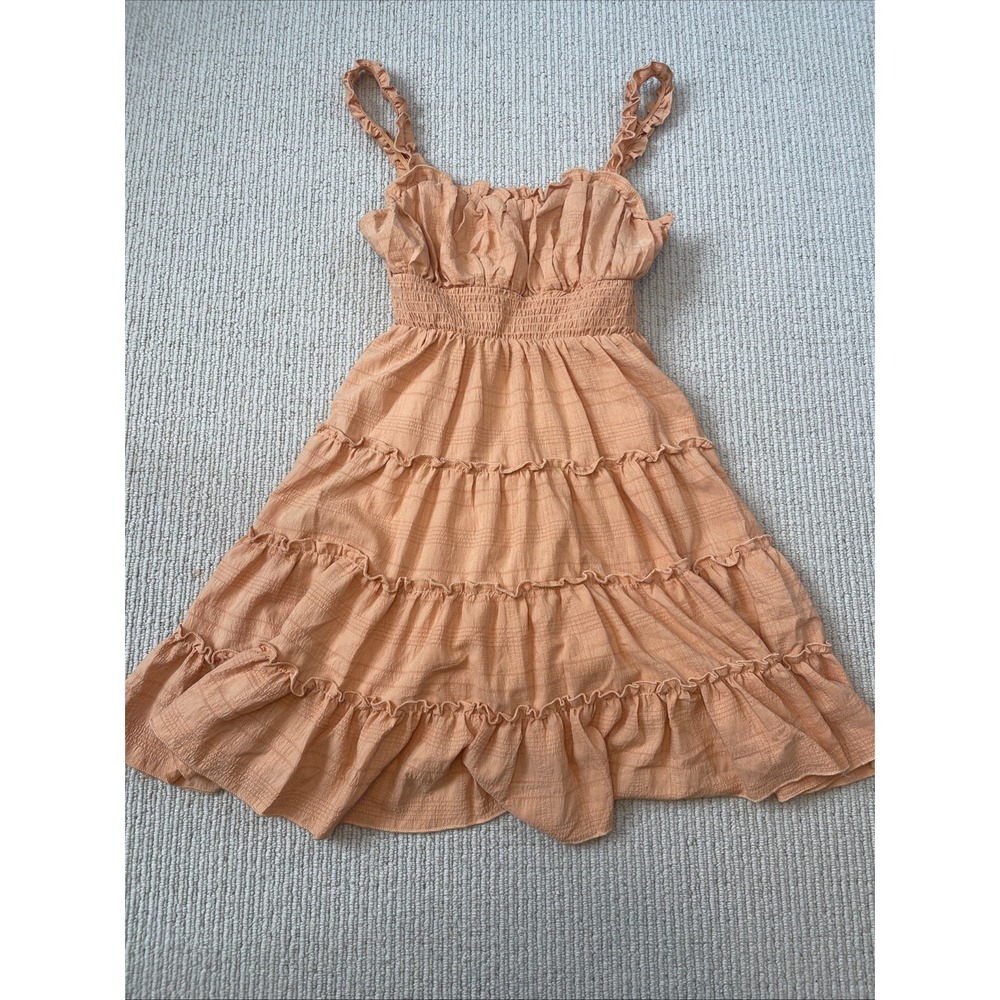 City Studio Juniors Small Orange Sleeveless Ruffled Tiered  Dress
